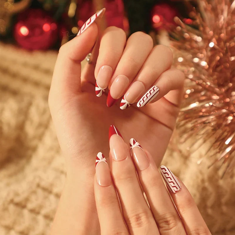Press-On Nails Reusable Skin-Friendly Holiday Designs