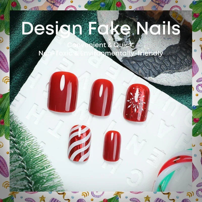 Press-On Nails Self-Adhesive Festive Snowflake Set of 24