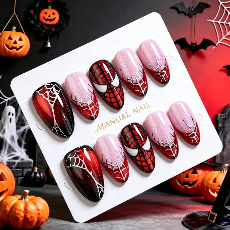 Press-On Nails Spider Web Design Multiple Sizes