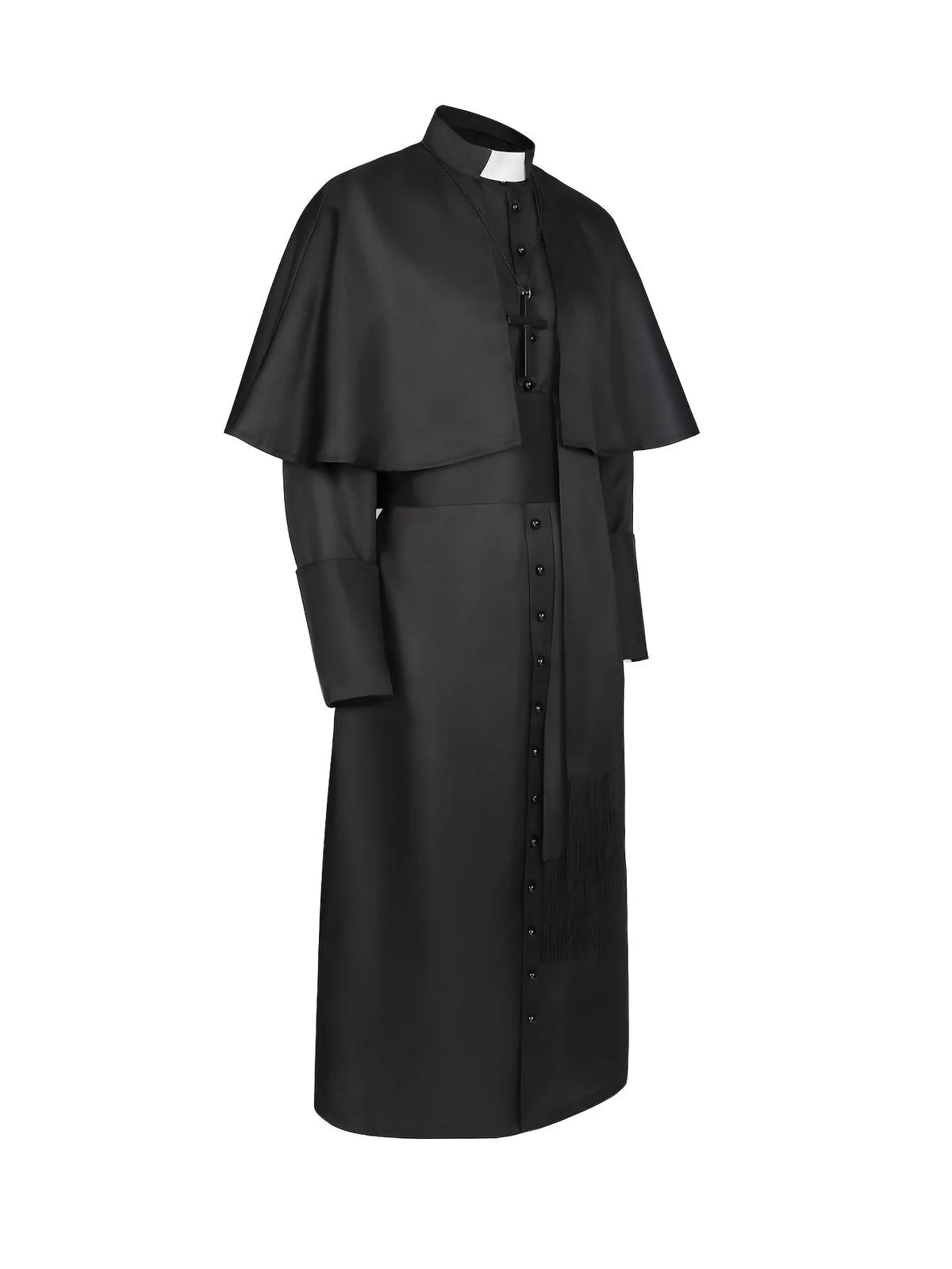 Priest Costume Robe with Shoulder Cape & Cross Accessory