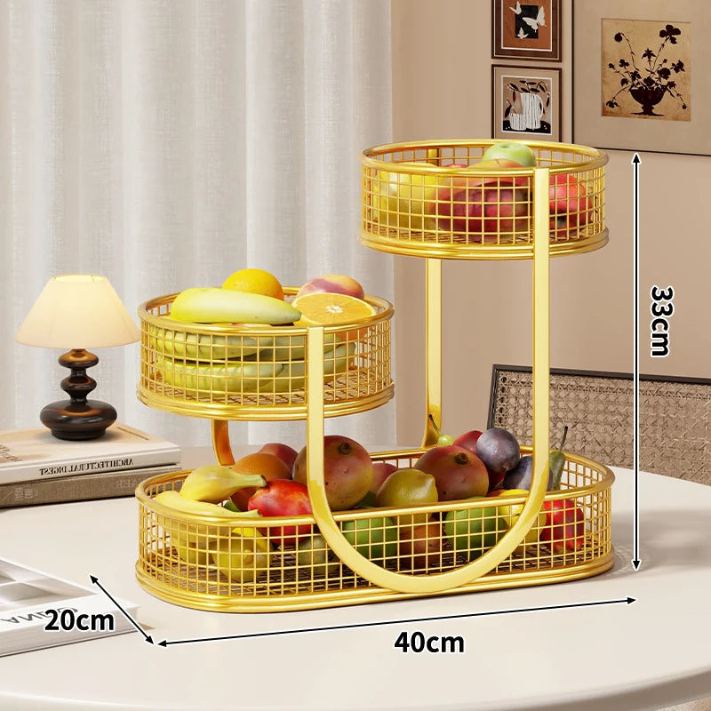 Produce Display Stand Three-Tier Metal Mesh Rust-Resistant