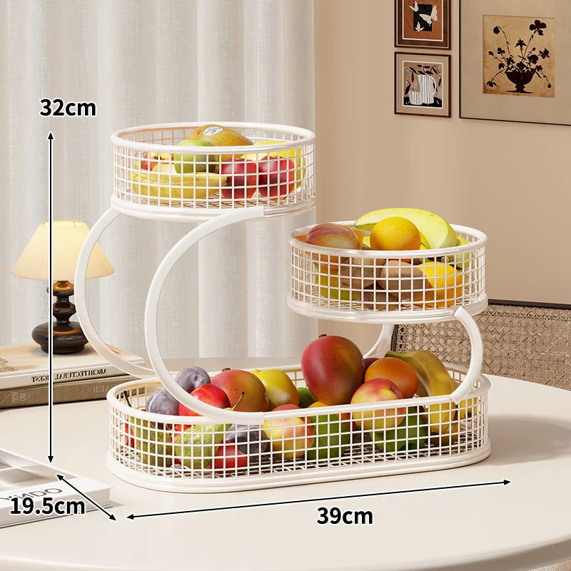 Produce Display Stand Three-Tier Metal Mesh Rust-Resistant