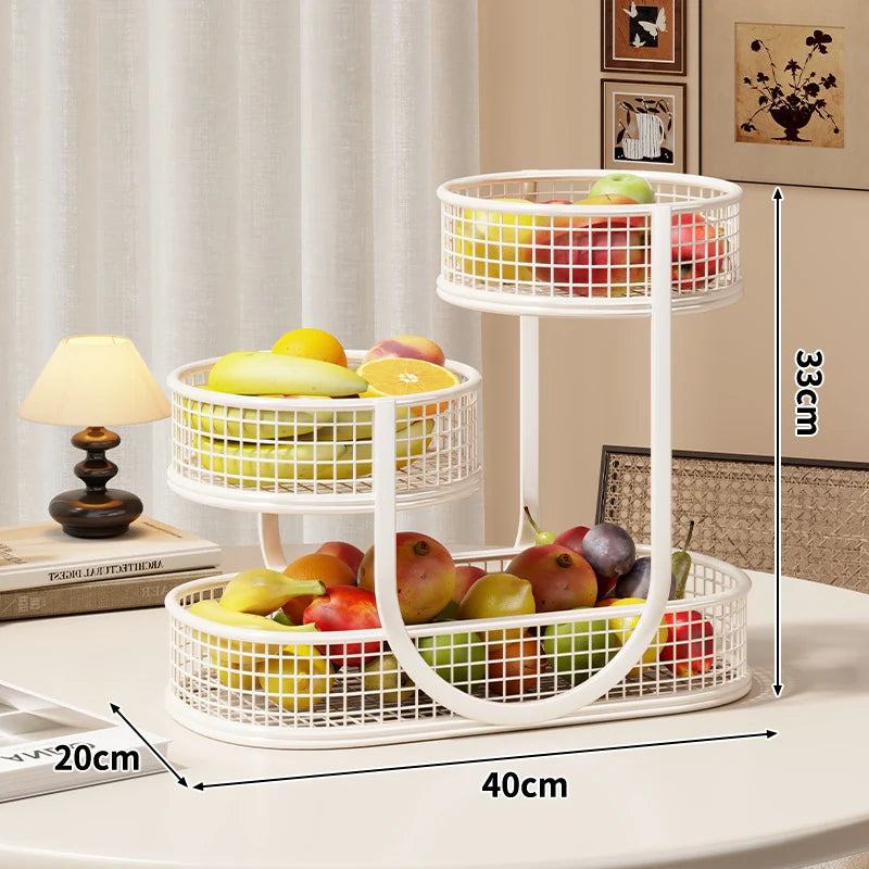 Produce Display Stand Three-Tier Metal Mesh Rust-Resistant