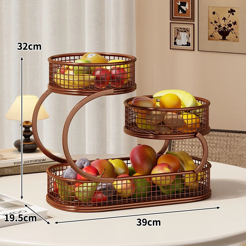 Produce Display Stand Three-Tier Metal Mesh Rust-Resistant