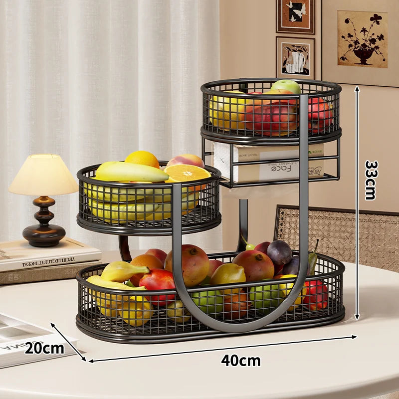 Produce Display Stand Three-Tier Metal Mesh Rust-Resistant