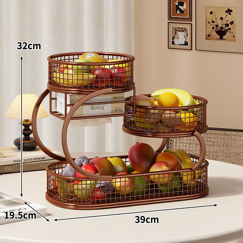 Produce Display Stand Three-Tier Metal Mesh Rust-Resistant