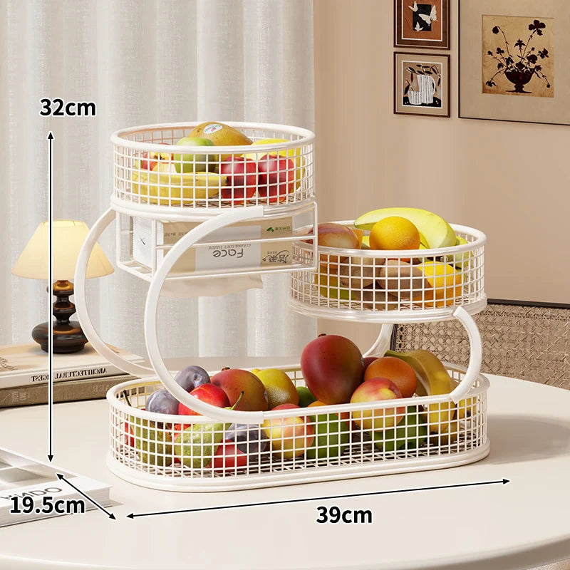 Produce Display Stand Three-Tier Metal Mesh Rust-Resistant