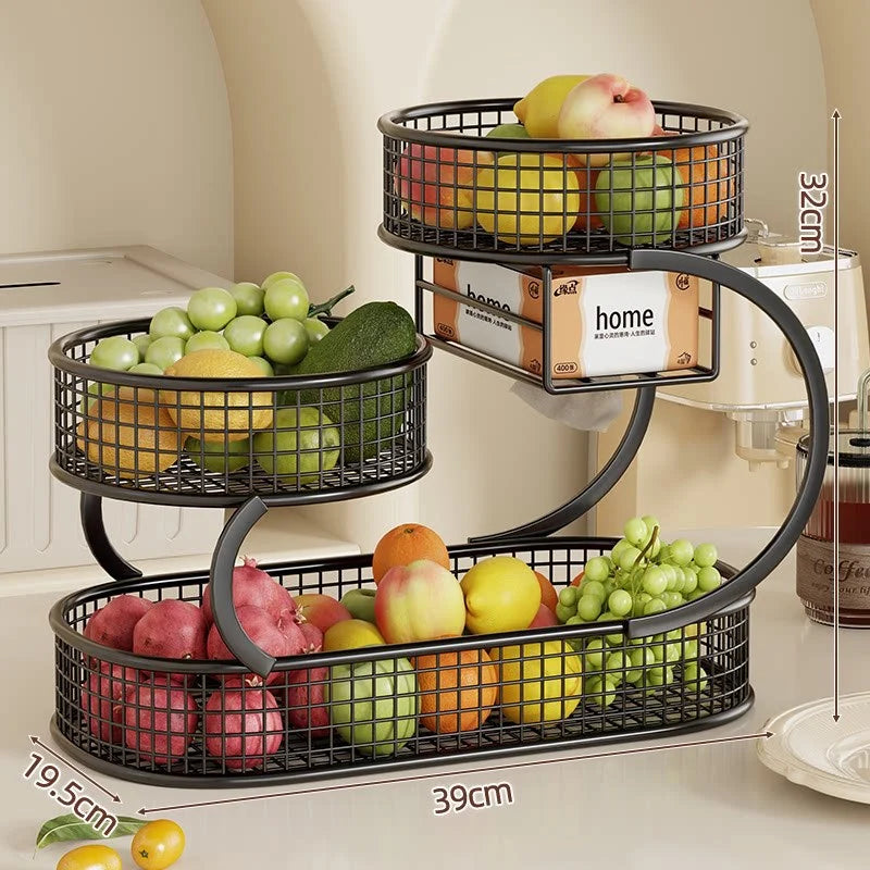 Produce Storage Rack Multi-Tier Ventilated Mesh Baskets