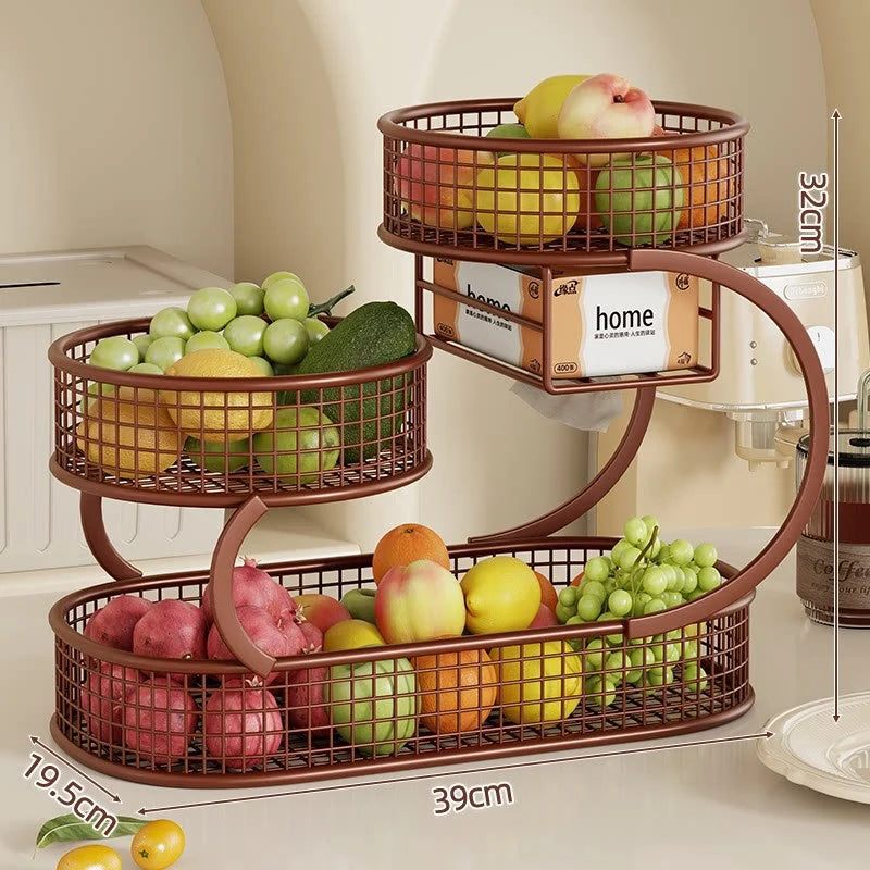 Produce Storage Rack Multi-Tier Ventilated Mesh Baskets