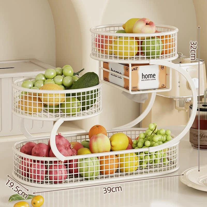 Produce Storage Rack Multi-Tier Ventilated Mesh Baskets