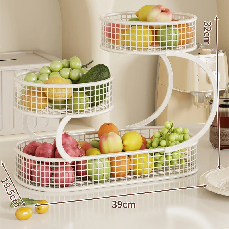 Produce Storage Rack Multi-Tier Ventilated Mesh Baskets