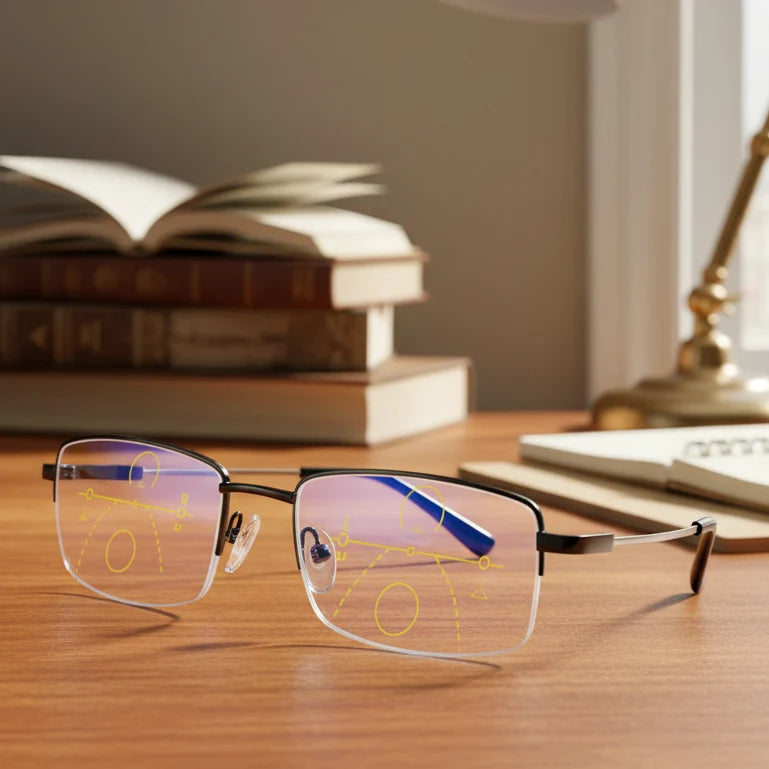Progressive Glasses Color-Changing Anti-Glare Scratch-Resistant Lenses