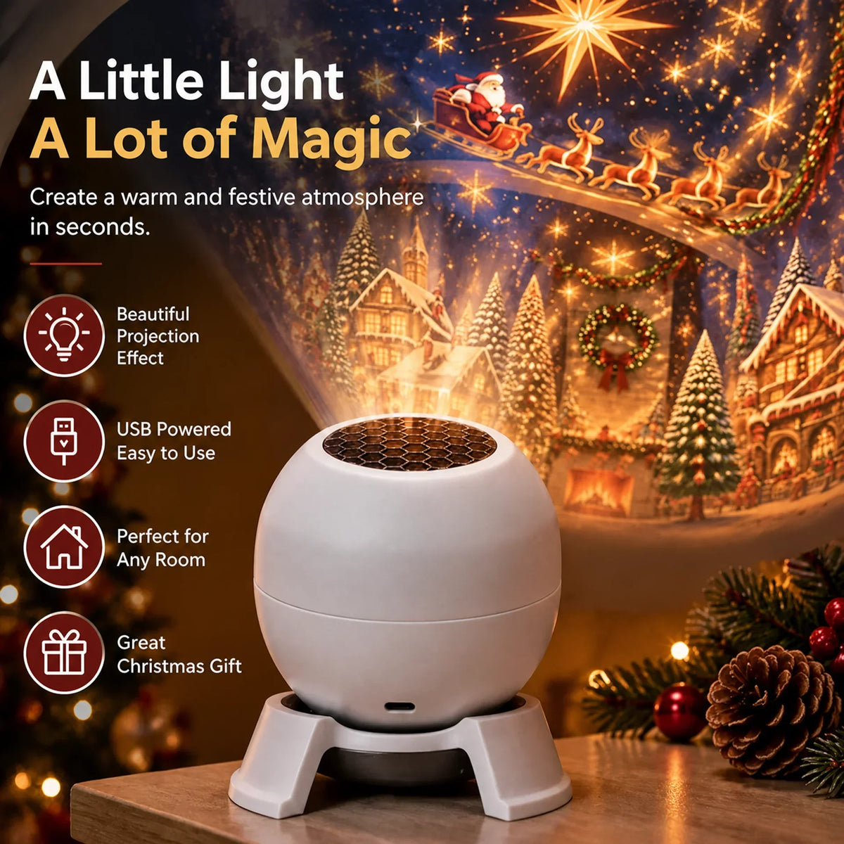 Projection Night Light USB-Powered Themed Scenes