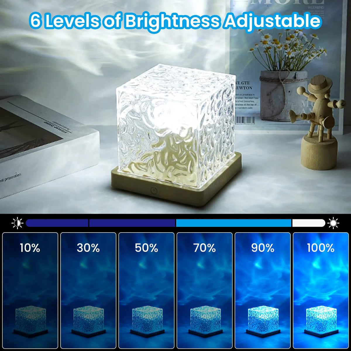 Projector Lamp 16 Color Modes Remote Control Wood Base