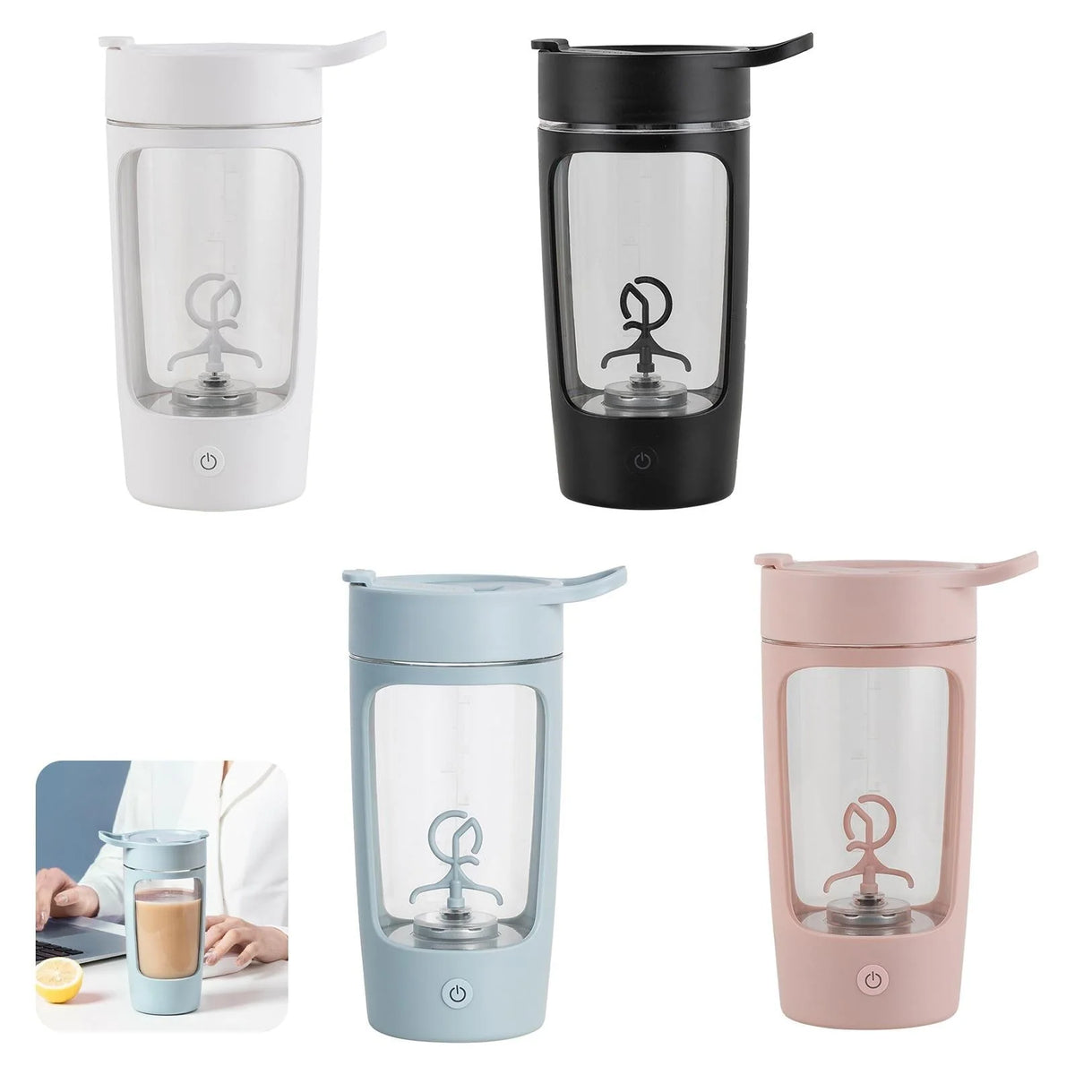 Protein Shaker Bottle Electric BPA-Free 22 Oz Self-Cleaning