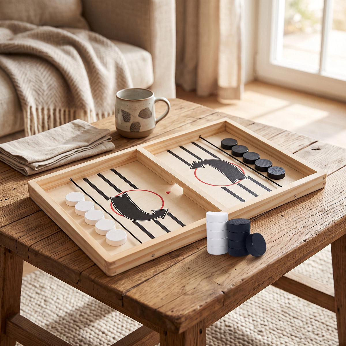 Puck Game Solid Wood Two Player Portable