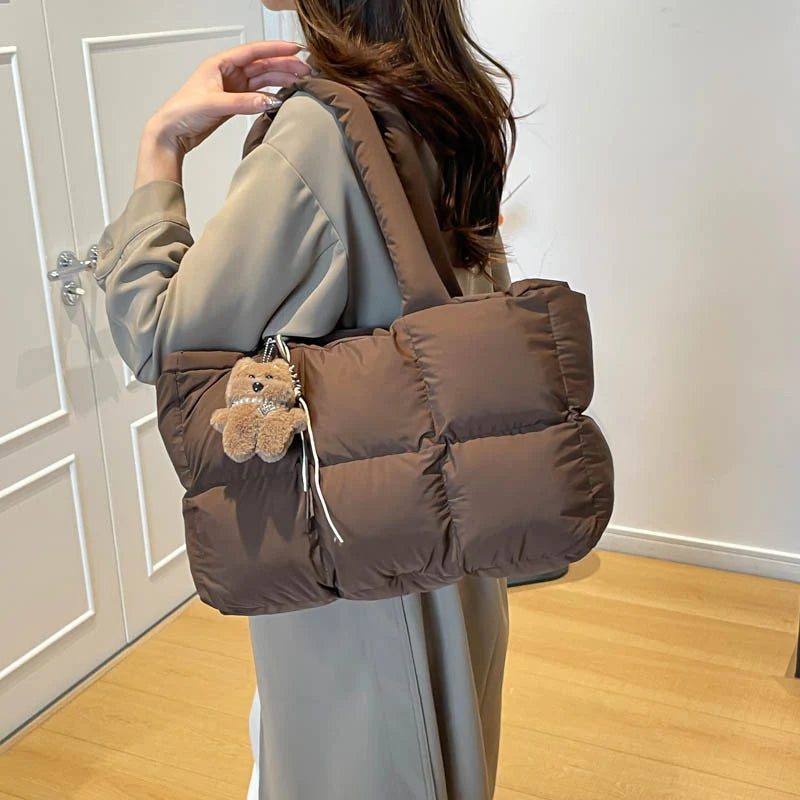 Puffer Tote Bag Spacious Lightweight Adjustable Handles