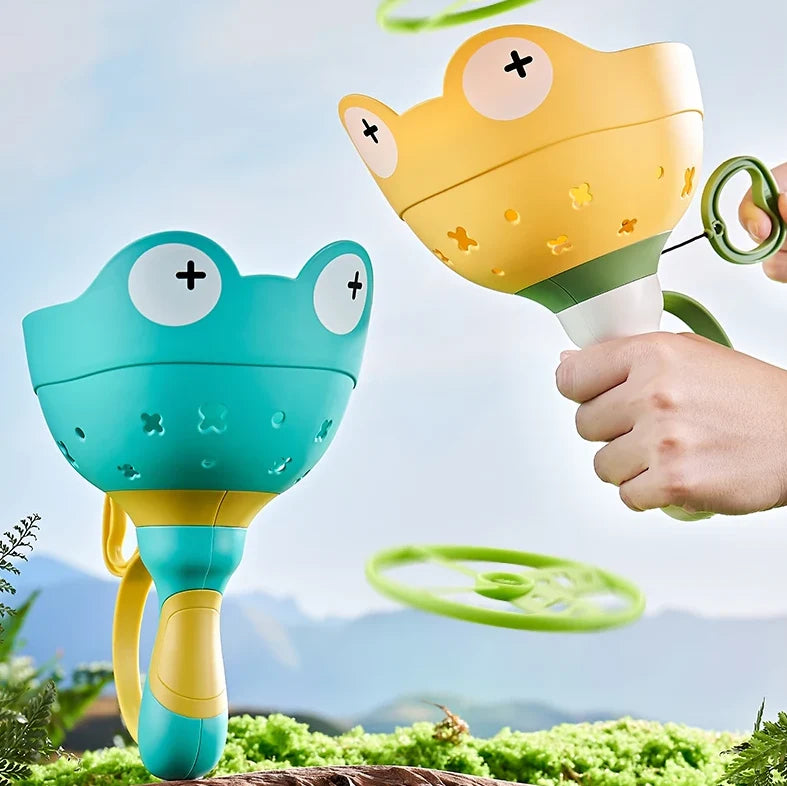 Pull String Flying Toy Frog Handle Set of 6