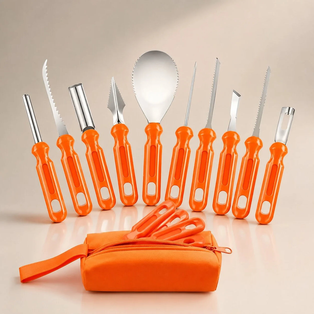 Pumpkin Carving Tool Set Stainless Steel Blades 10-Piece With Storage Bag