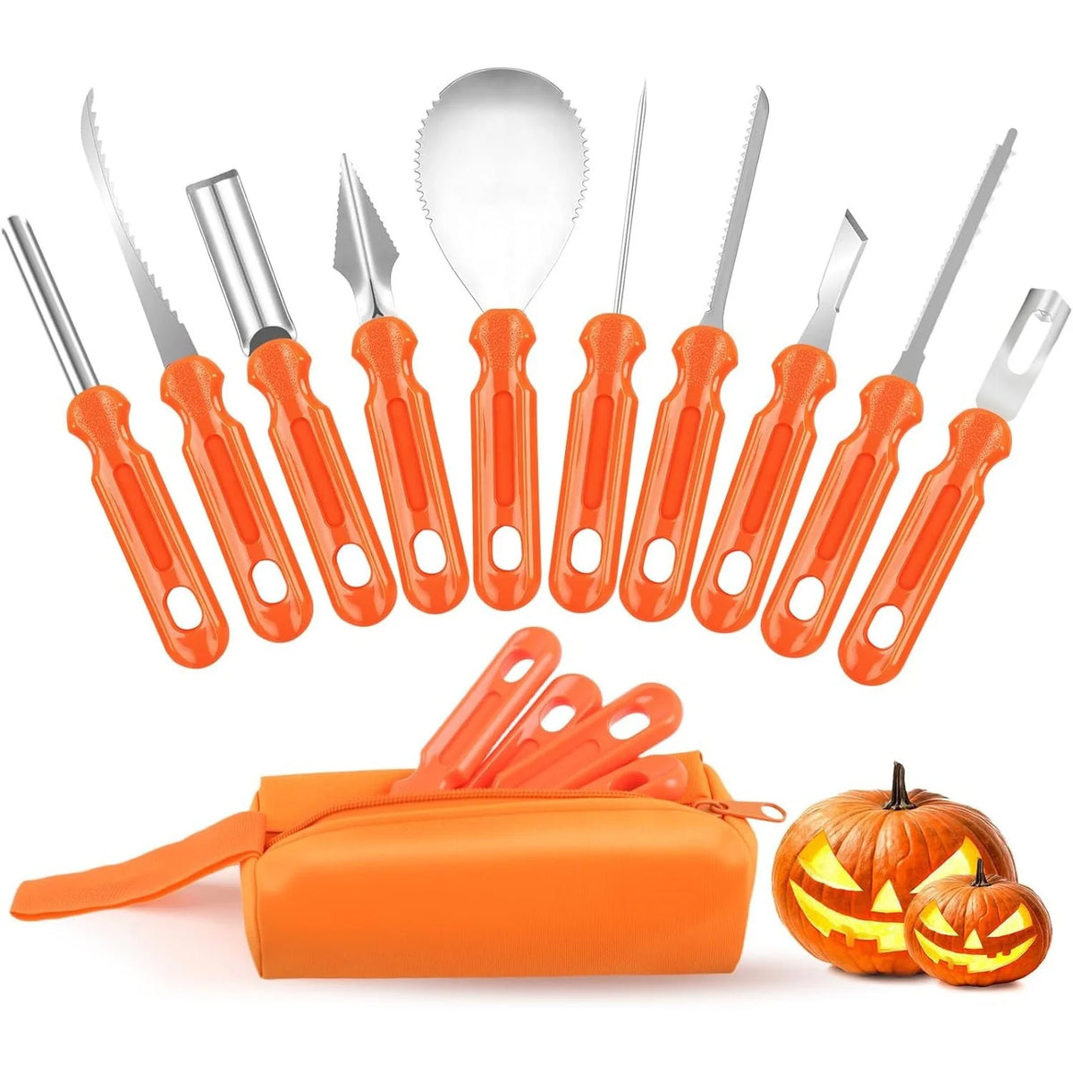 Pumpkin Carving Tool Set Stainless Steel Blades Storage Bag