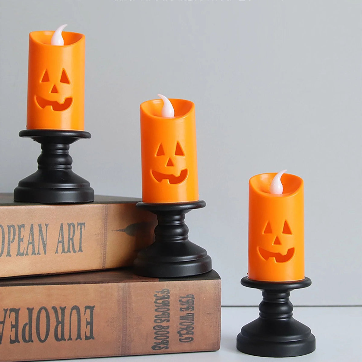 Pumpkin LED Candle Battery-Powered Flameless Ghost Face