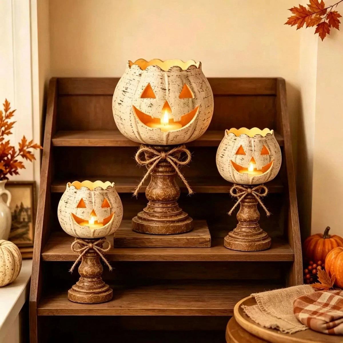 Pumpkin Lamp Warm LED Durable Plastic Indoor & Outdoor