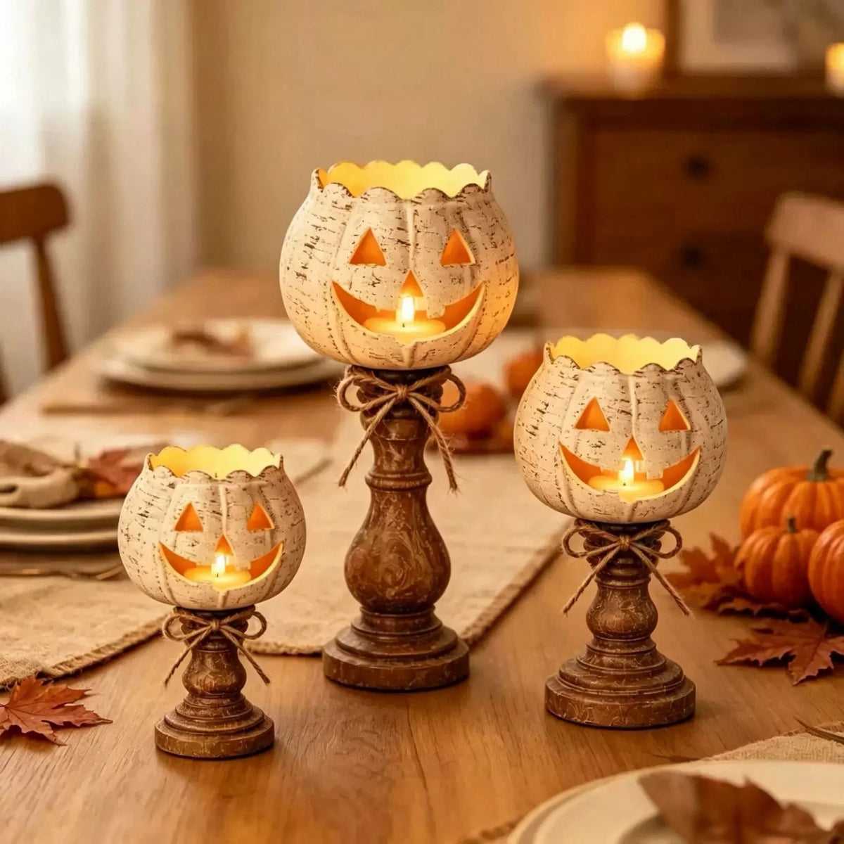 Pumpkin Lamp Warm LED Durable Plastic Indoor & Outdoor