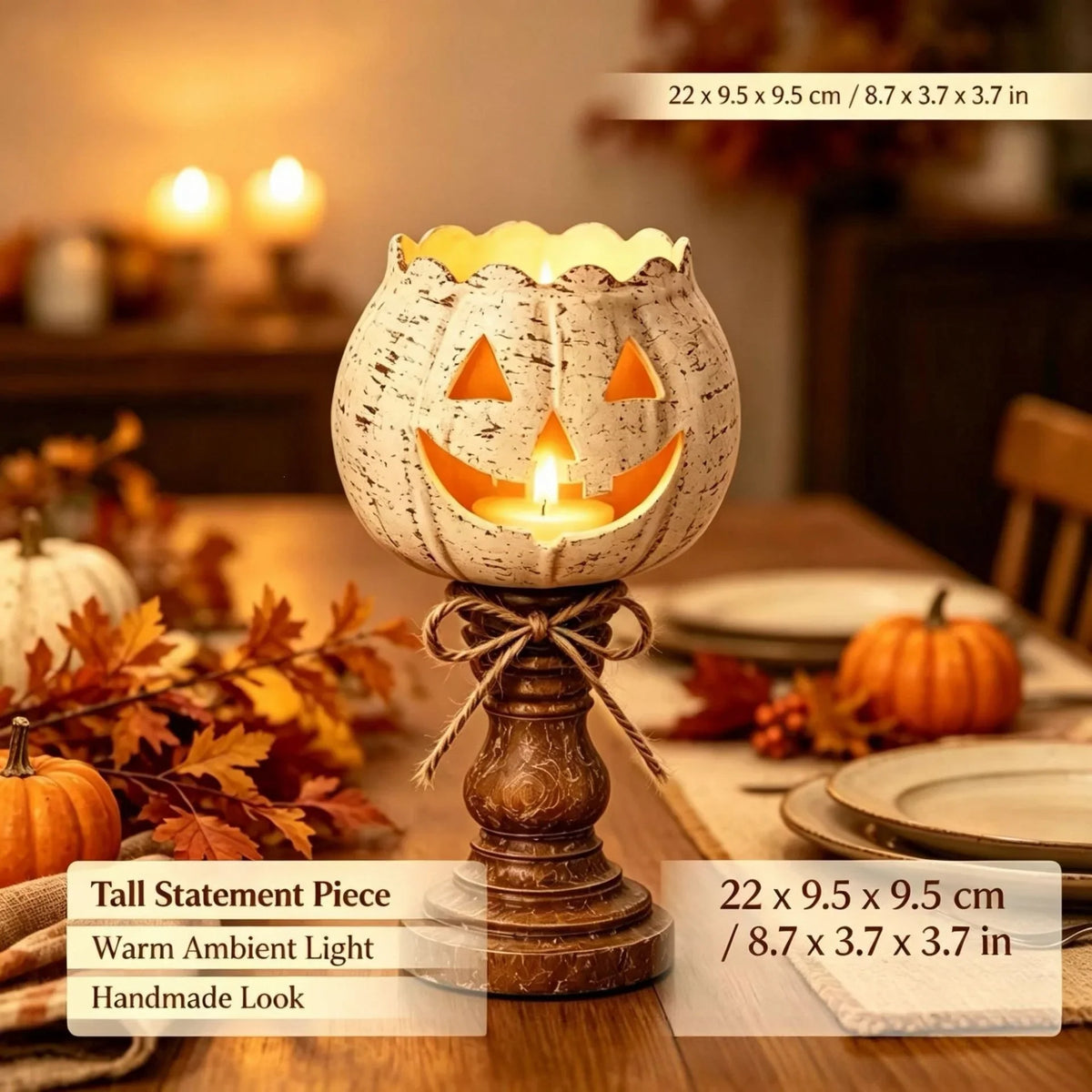 Pumpkin Lamp Warm LED Durable Plastic Indoor & Outdoor