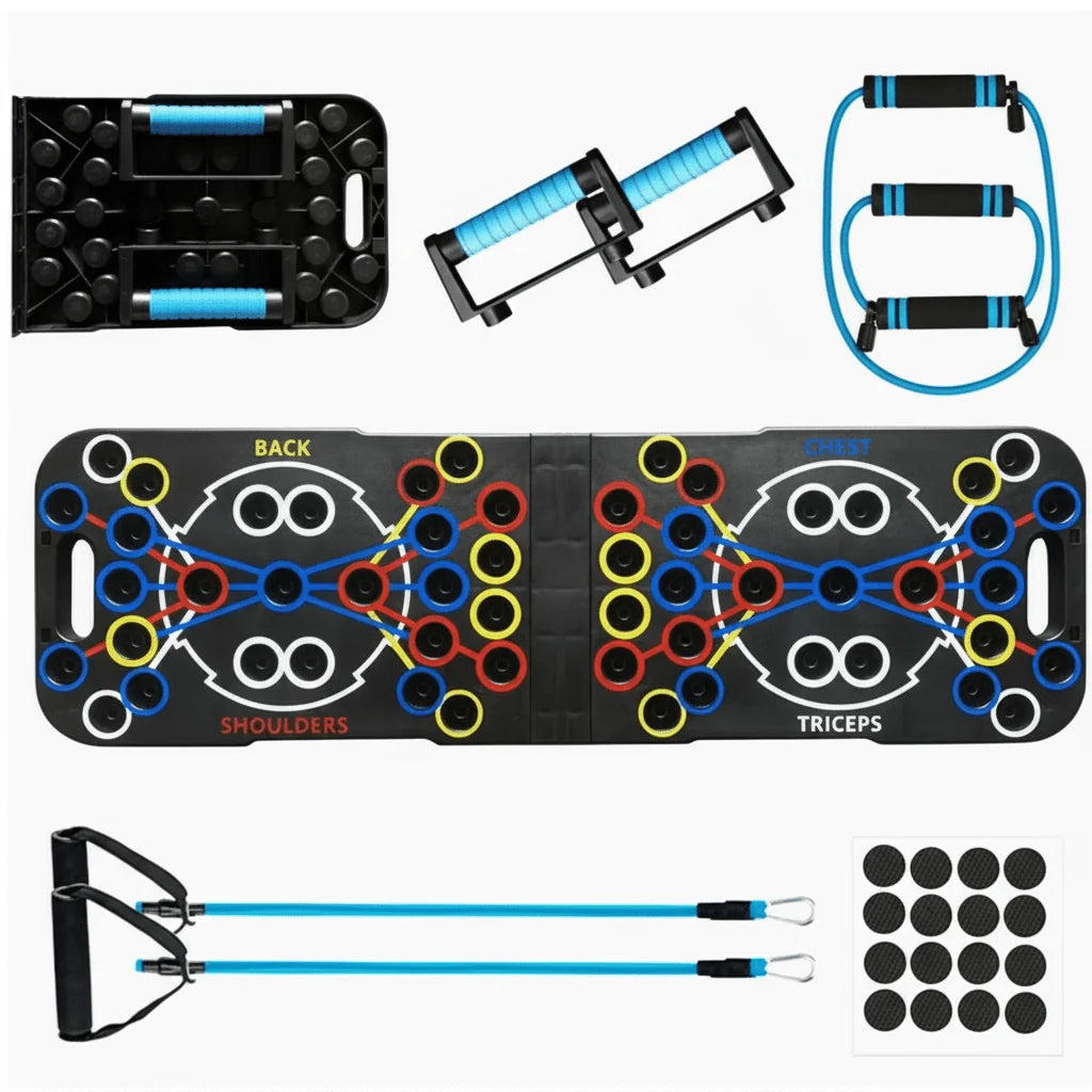 Push-Up Board Color-Coded Grip Positions Compact Portable Design