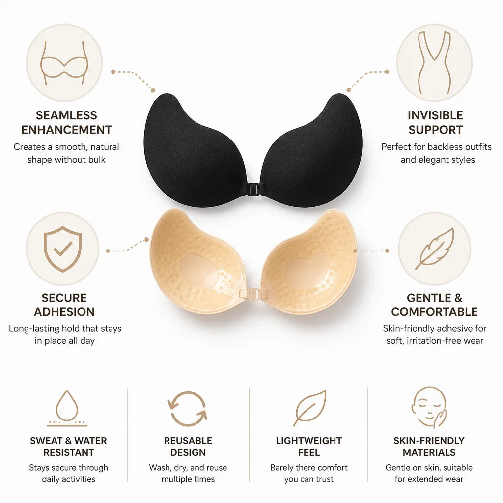 Push-Up Bra Backless Seamless Gentle Adhesive