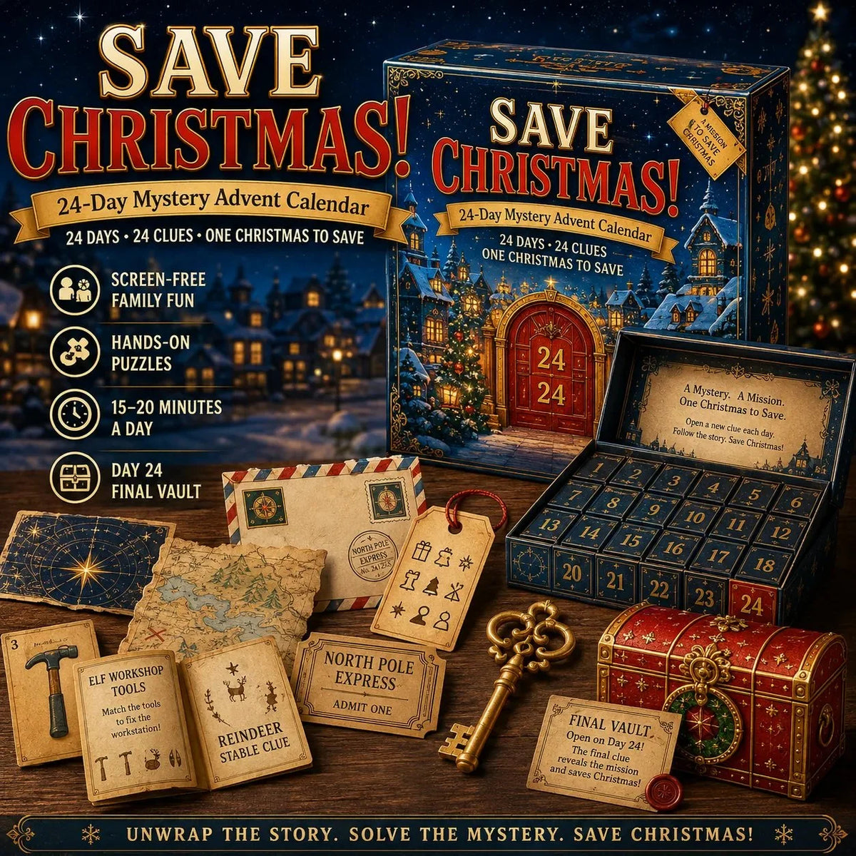 Puzzle Advent Calendar 24-Day Screen-Free Mystery