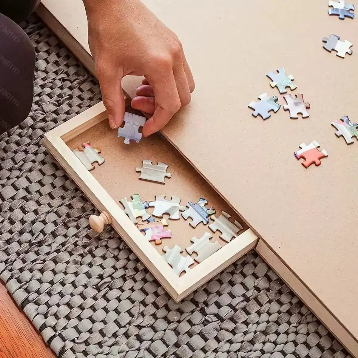 Puzzle Table Wooden Folding 4 Sorting Drawers 1500-Piece Capacity