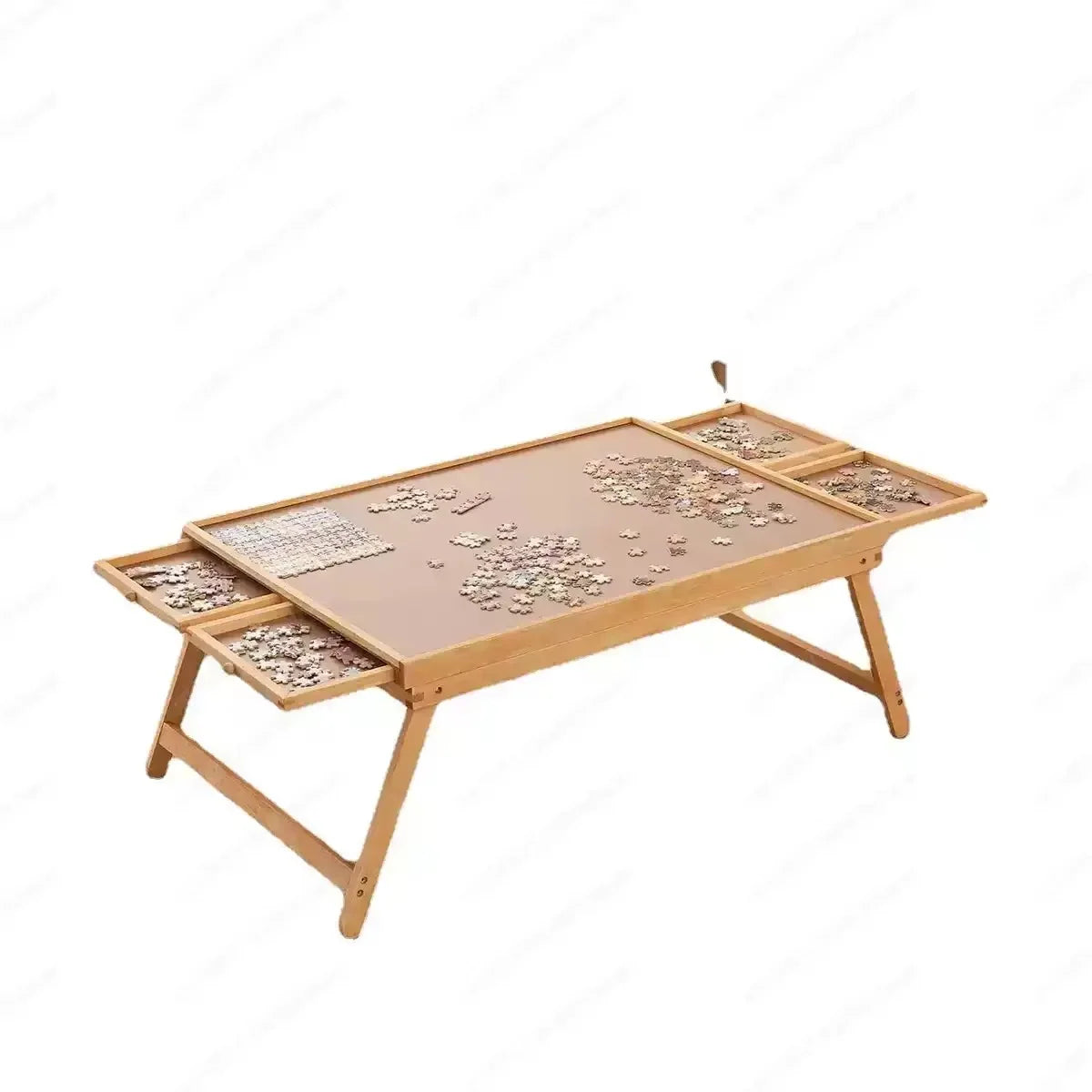 Puzzle Table Wooden Folding 4 Sorting Drawers 1500-Piece Capacity