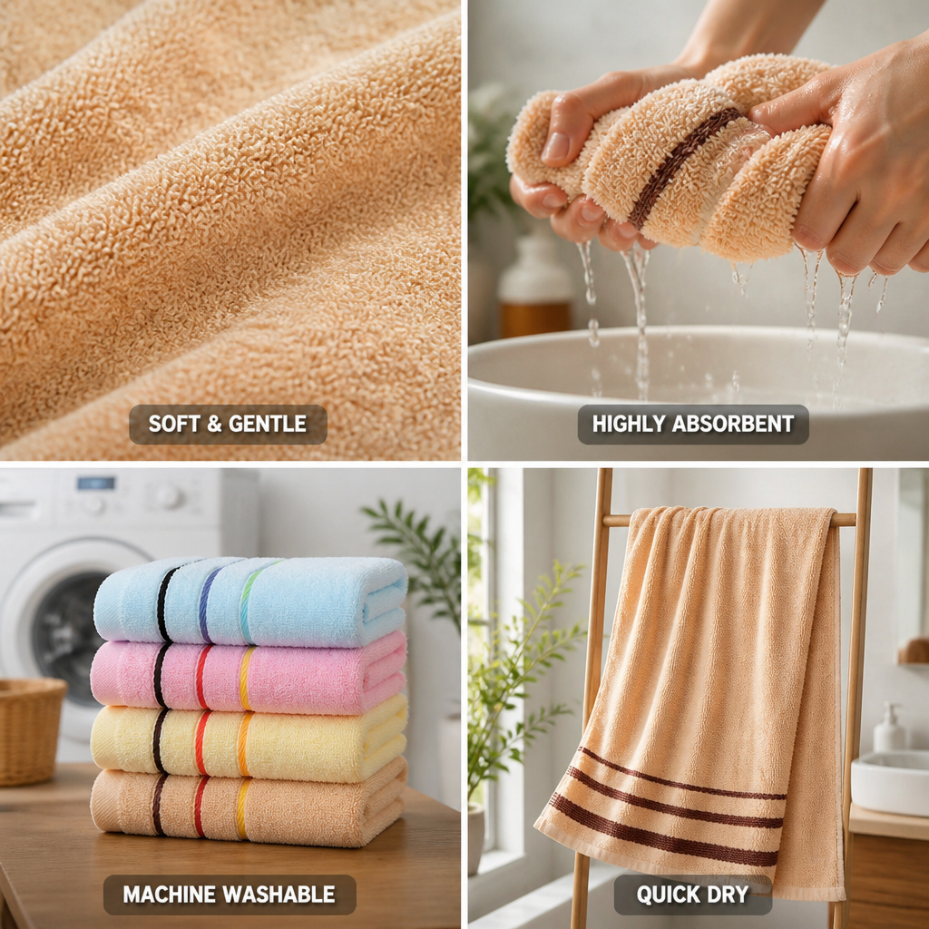 Quick-Dry Cotton Terry Bath Towel (Machine Washable)