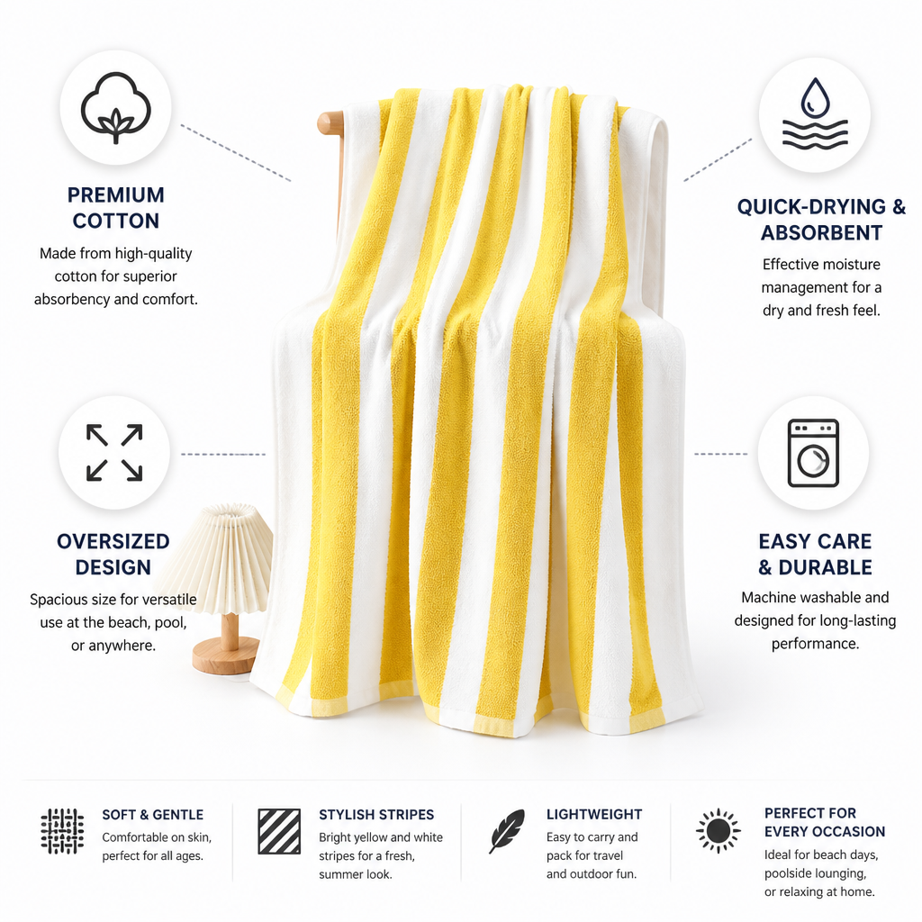 Quick-Drying Absorbent Cotton Beach Towel (Oversized)