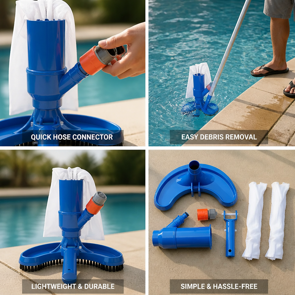 Quick Hose Connector & Lightweight ABS Pool & Pond Vacuum