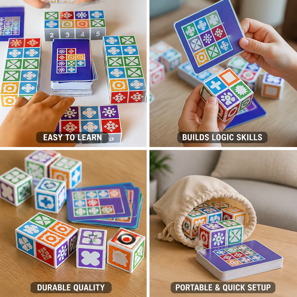 Quick-Play & Durable Symbol Dice Logic Game (Ages 7+)