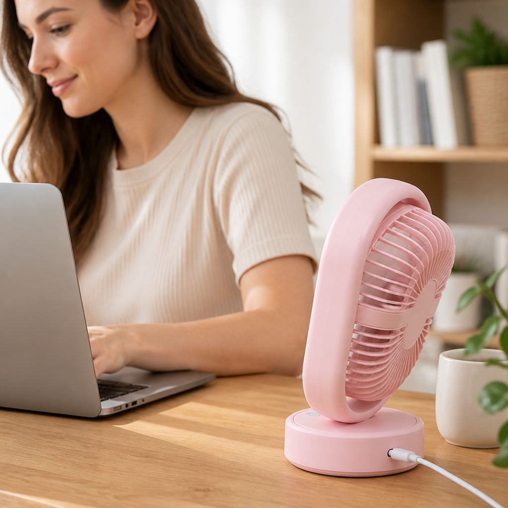 Quiet & Energy-Efficient Rotating Portable Fan
