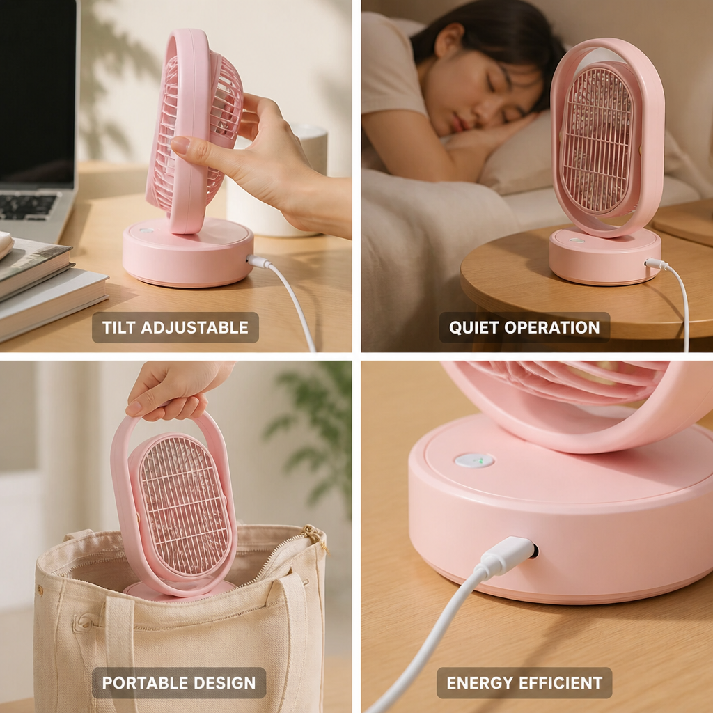 Quiet & Energy-Efficient Rotating Portable Fan