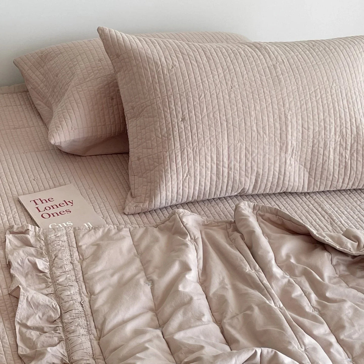 Quilted Bedspread Set Soft Cotton Blend Machine Washable