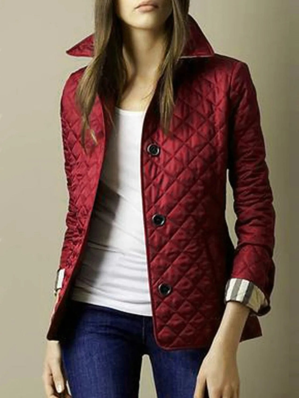 Quilted Jacket Lightweight Polyester Insulation Snap-Button Closure