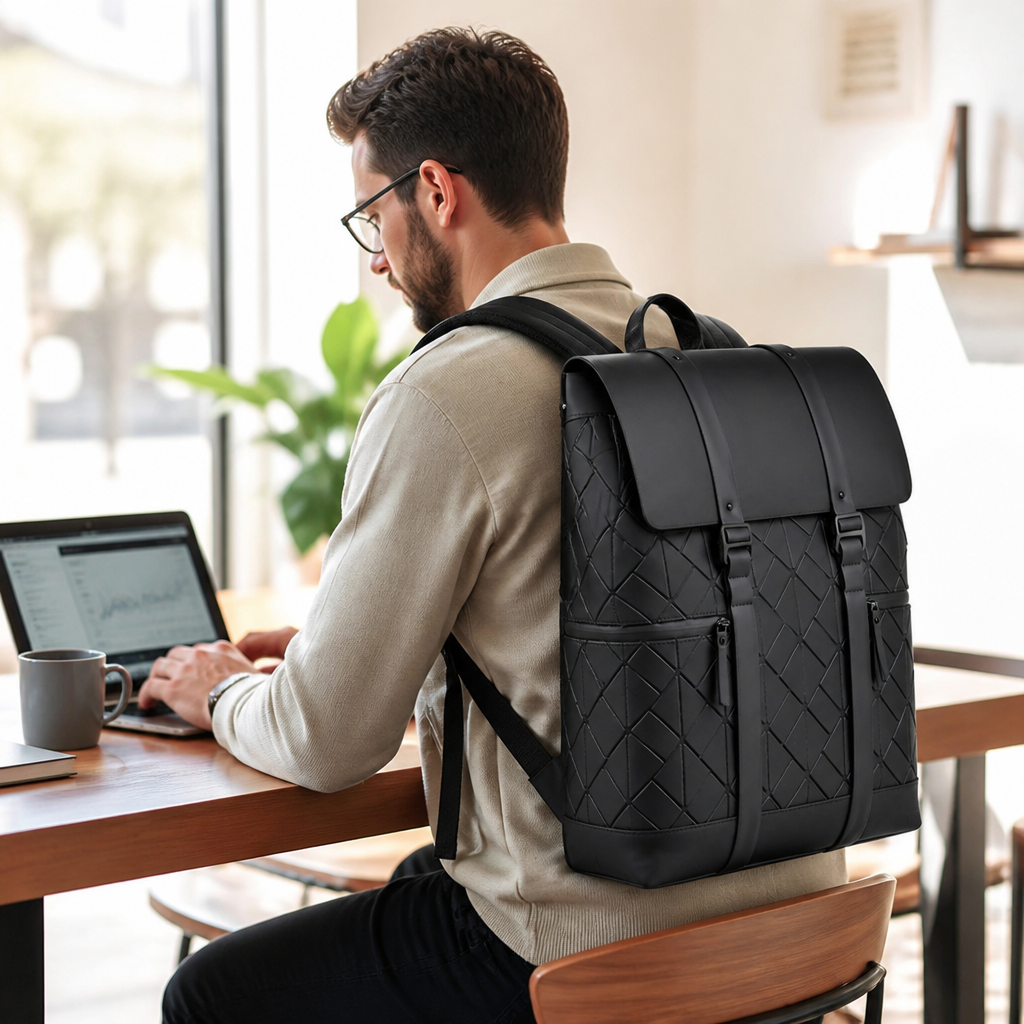 Quilted Water-Resistant Backpack (Padded Straps)