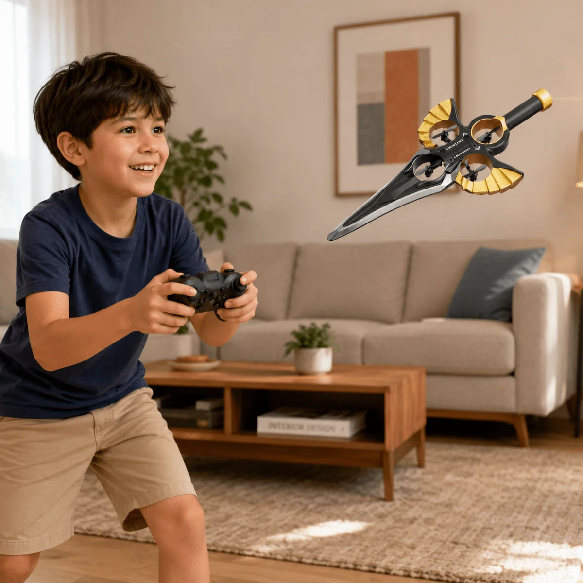 RC Drone Sword-Shaped 360° Rotation LED Lighting Rechargeable