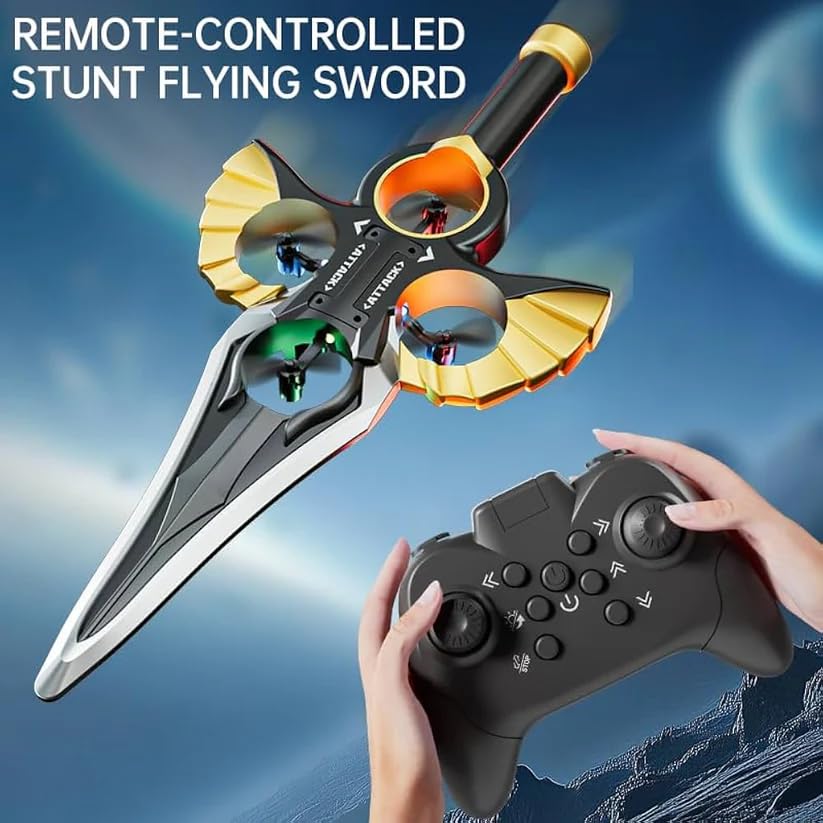 RC Drone Sword-Shaped 360° Rotation LED Lighting Rechargeable