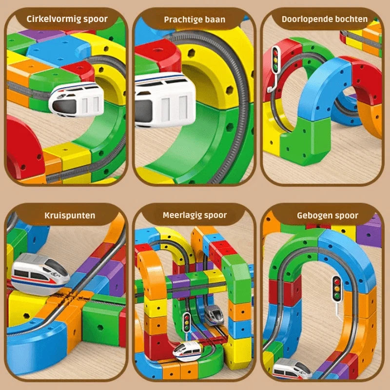 Railway Building Set Modular Tracks USB-Rechargeable Locomotive 51 Pieces