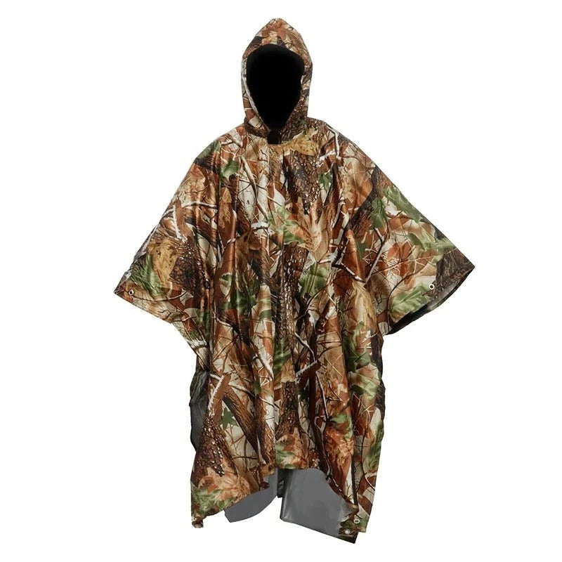 Rain Poncho Packable Drawcord Hood Side Snap Closure