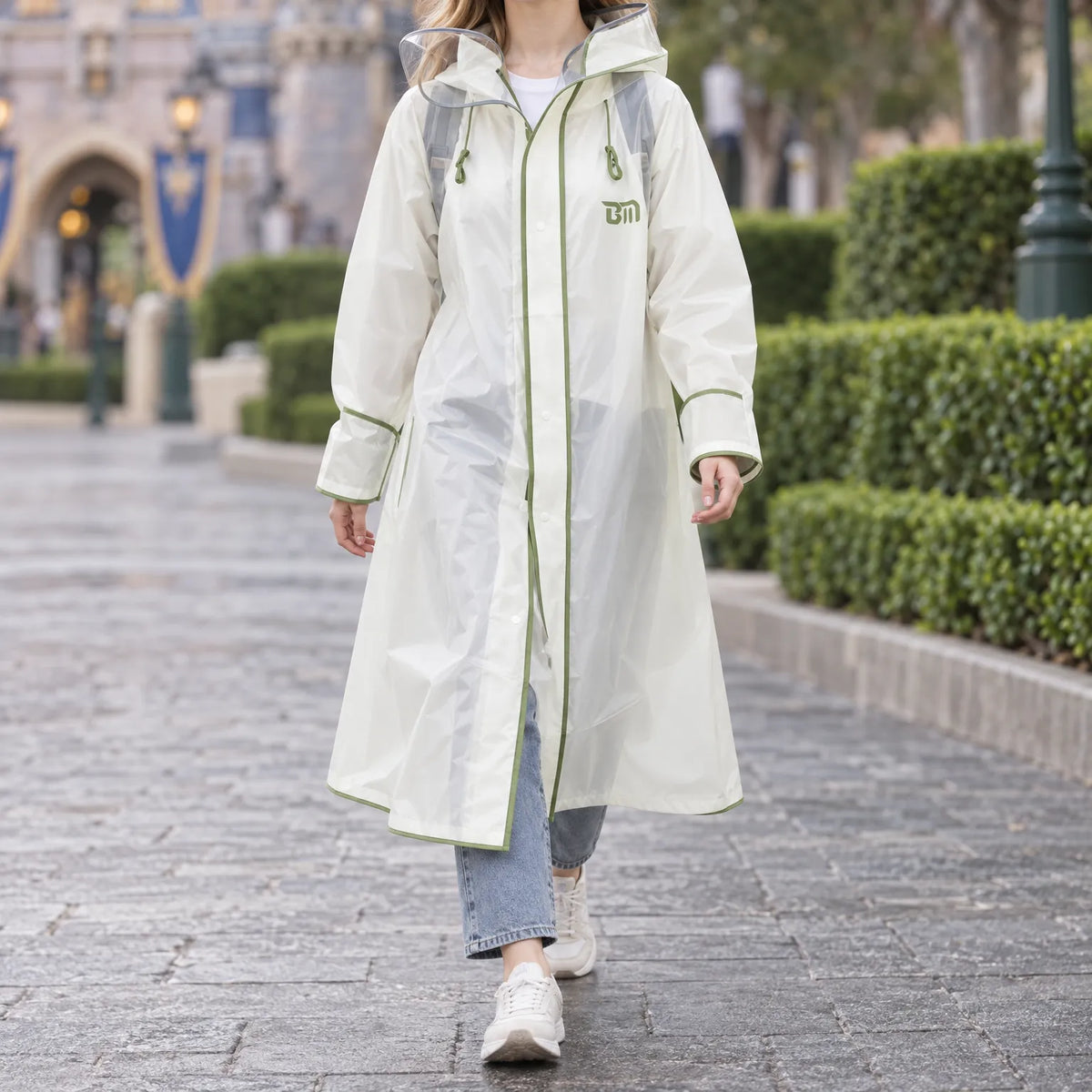 Raincoat Long Hooded Packable Clear Visor Backpack Room