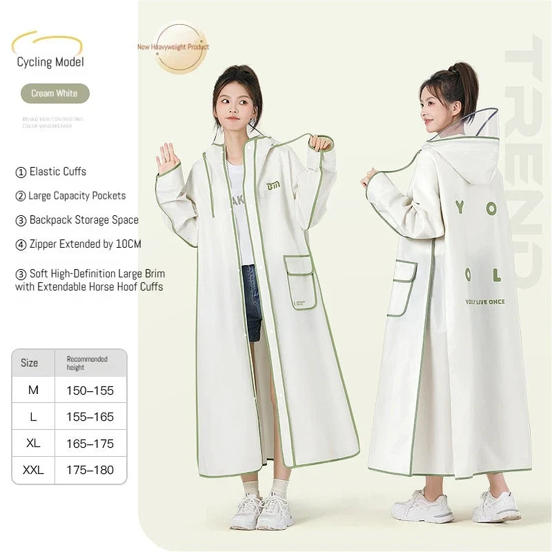 Raincoat Long Hooded Packable Clear Visor Backpack Room
