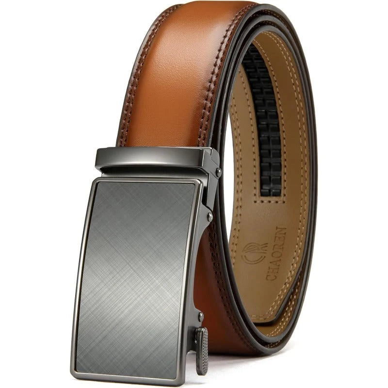 Ratchet Belt Full-Grain Leather 32-Position Micro-Adjustable