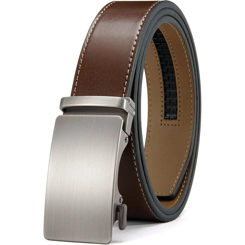 Ratchet Belt Full-Grain Leather 32-Position Micro-Adjustable